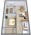 Rosegate Apartments | Efficiency | Plan 01D Rosegate Apartments | Efficiency | Plan 01D